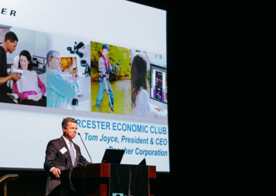 Thomas P. Joyce, Jr., President and CEO of the Danaher Corporation, addresses members of the Worcester Economic Club.